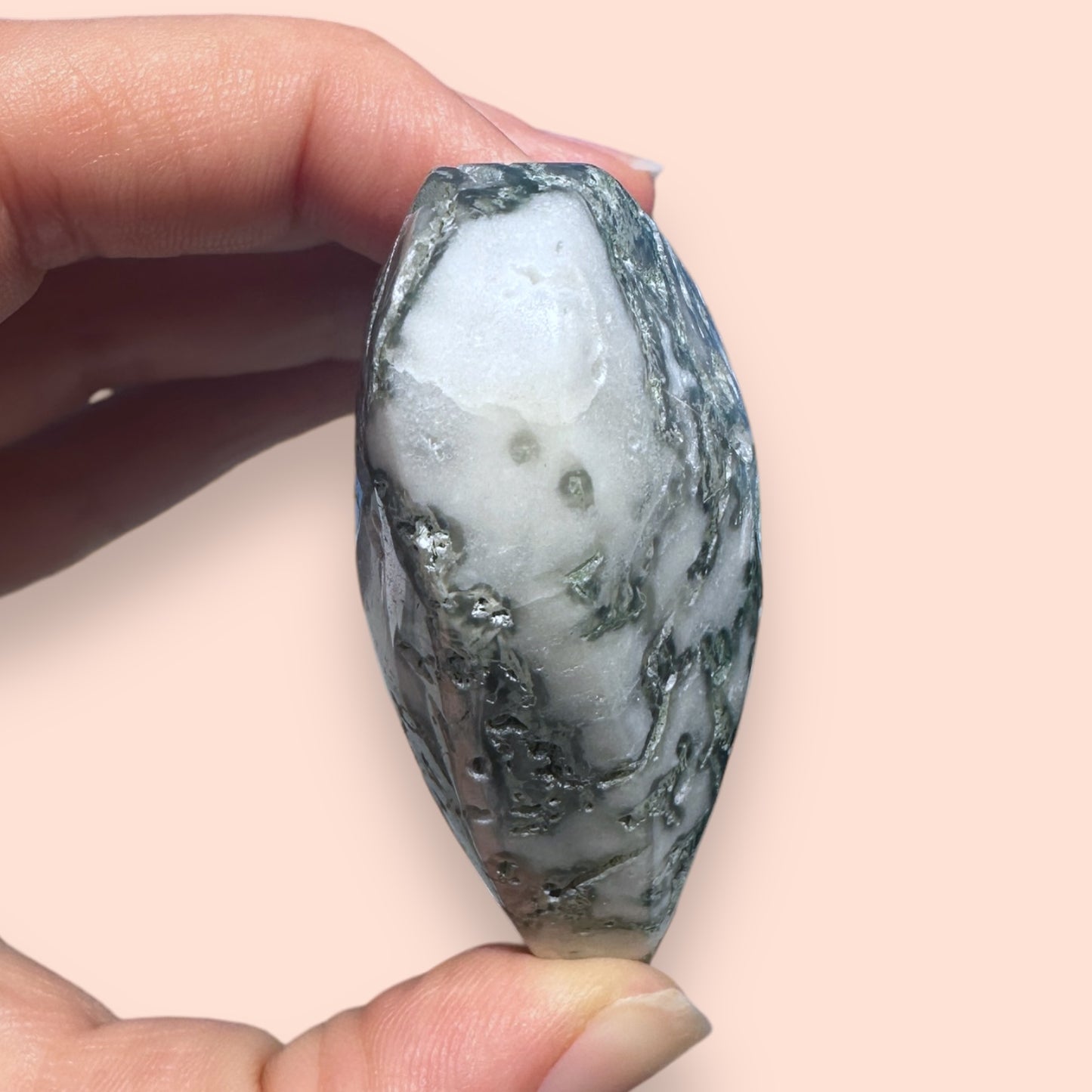 Moss Agate Crystal Heart - 1007D