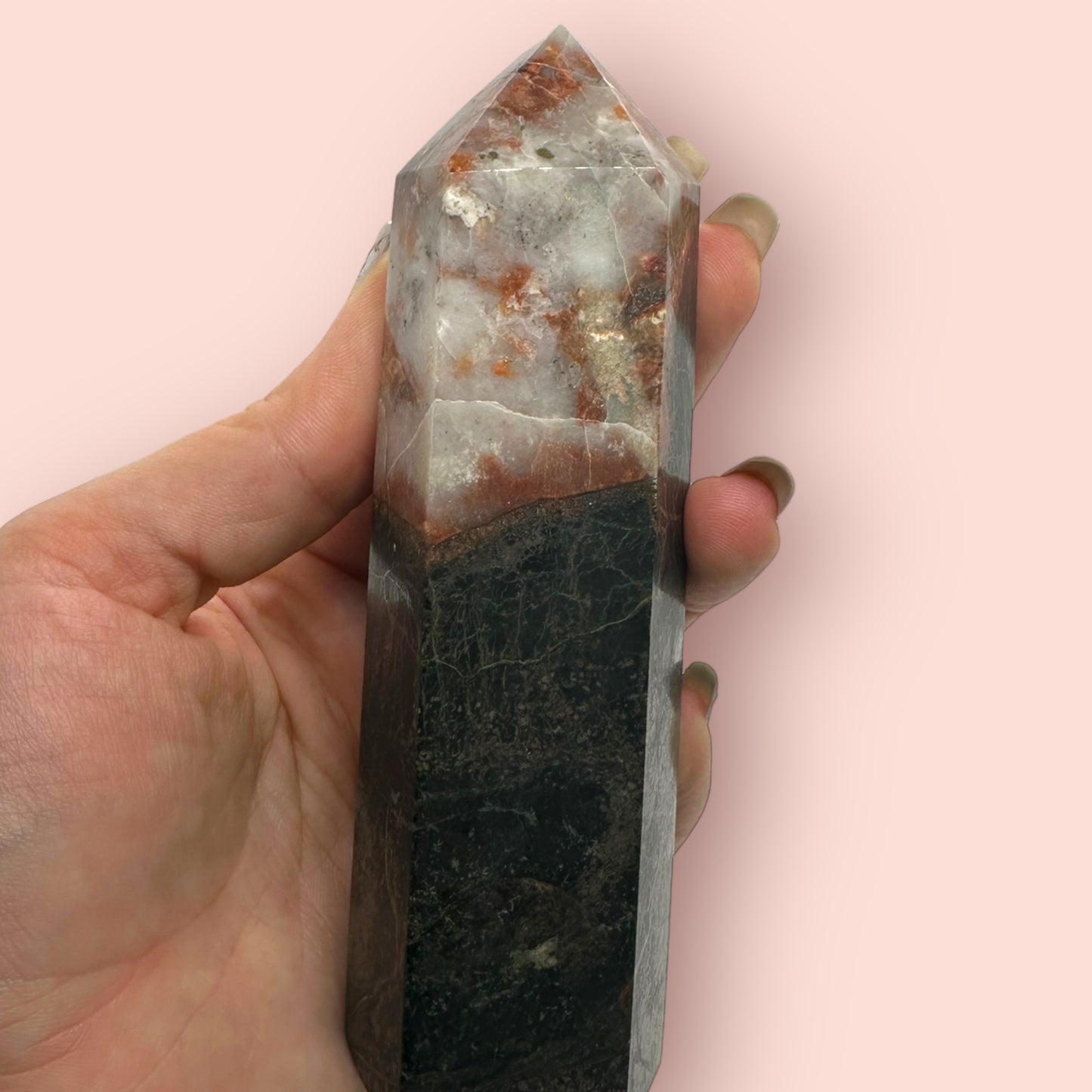 Black Tourmaline with Feldspar Tower