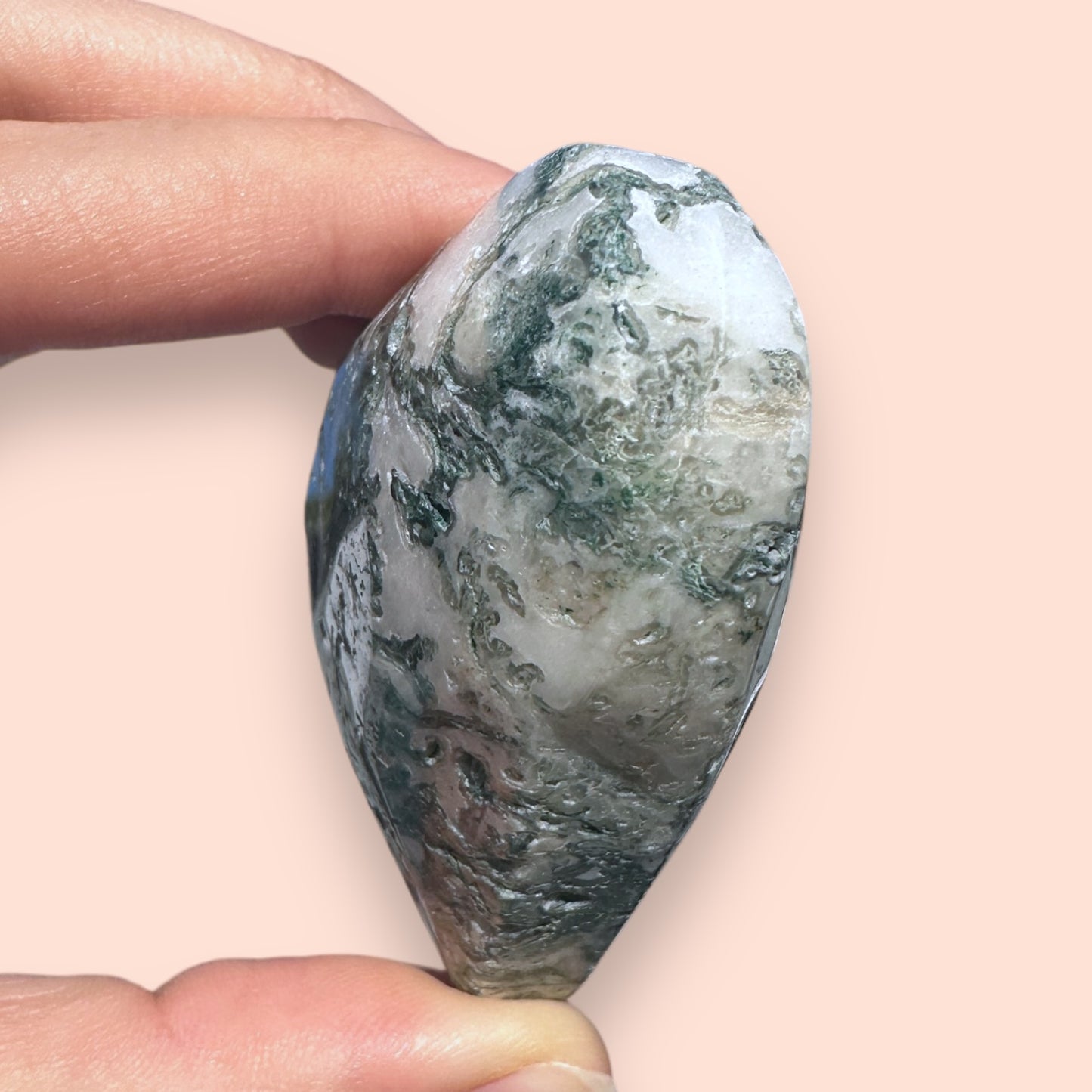 Moss Agate Crystal Heart - 1007D