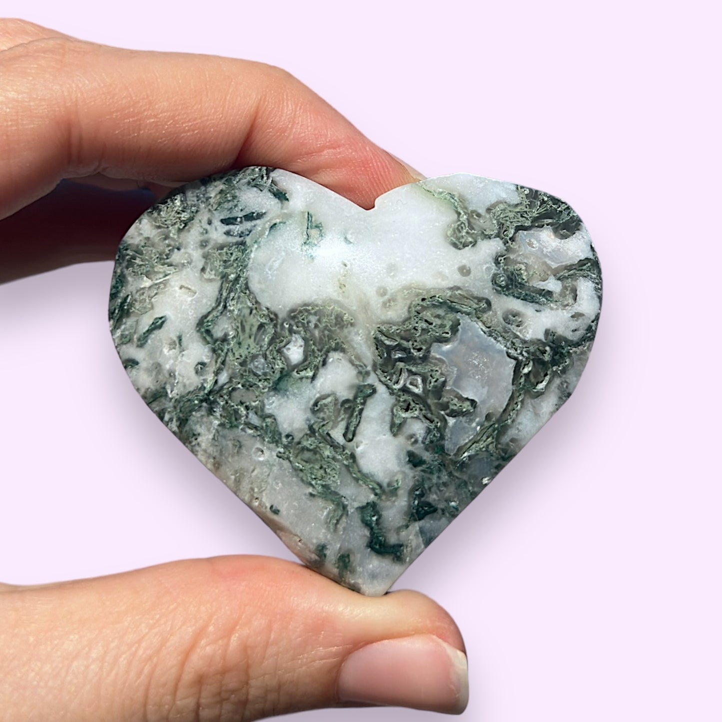 Moss Agate Crystal Heart - 1007K