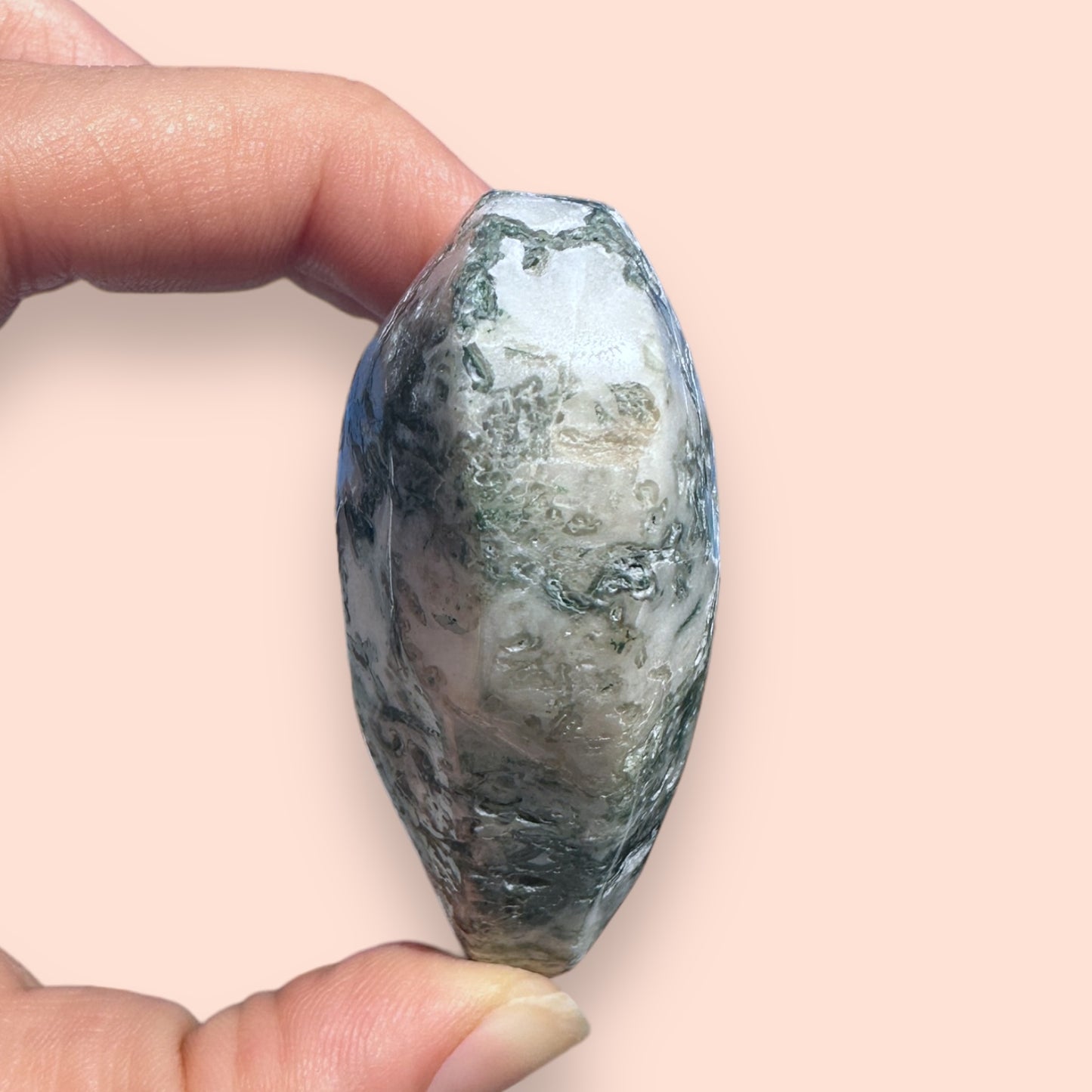 Moss Agate Crystal Heart - 1007D