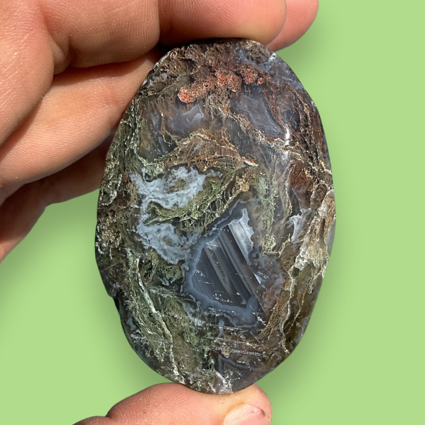 Moss Agate Palm Stone