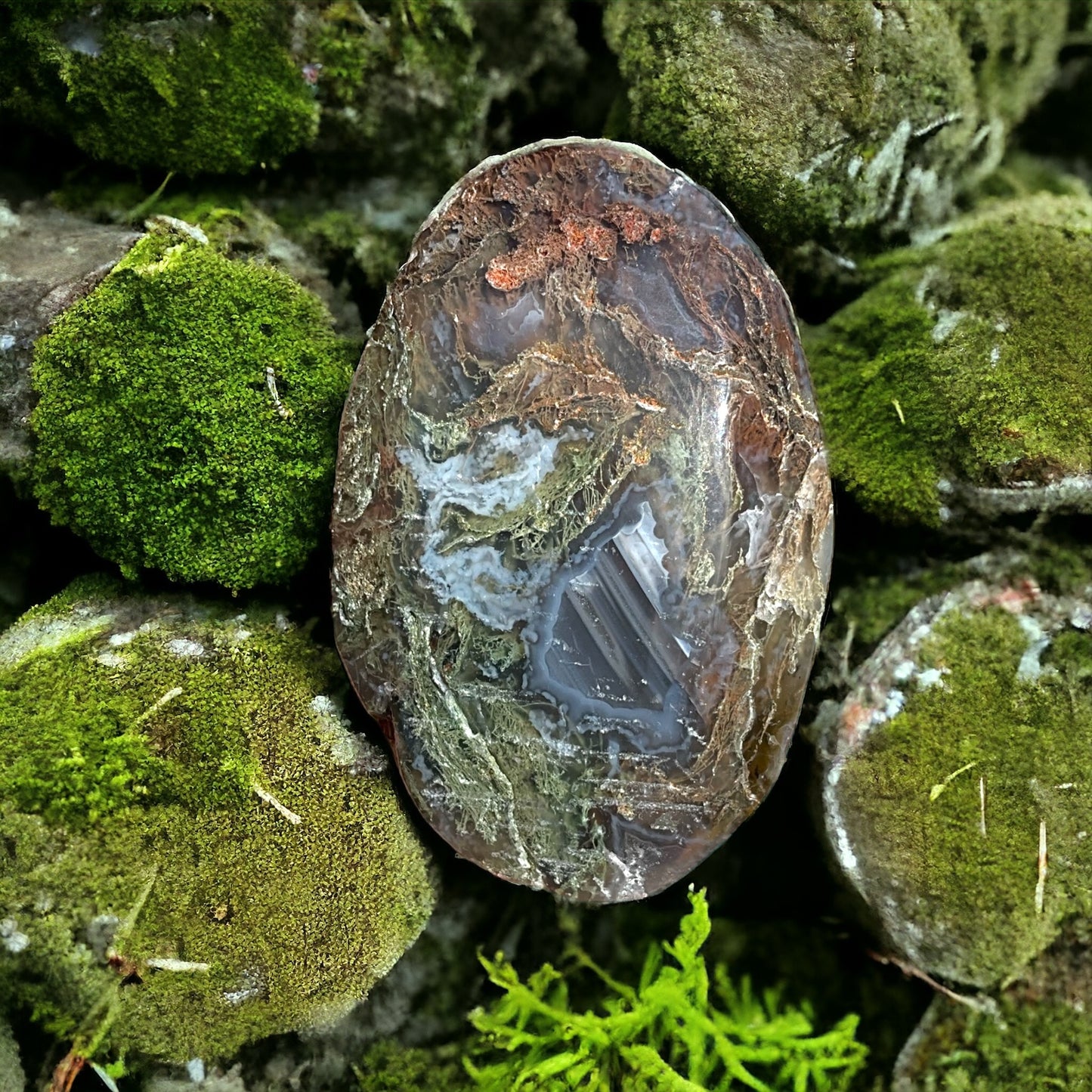 Moss Agate Palm Stone