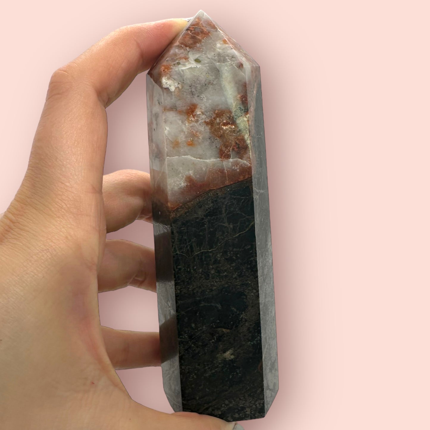 Black Tourmaline with Feldspar Tower