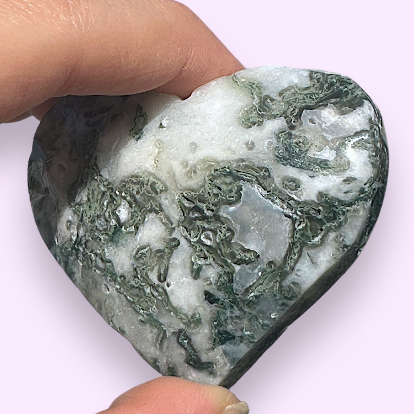Moss Agate Crystal Heart - 1007K
