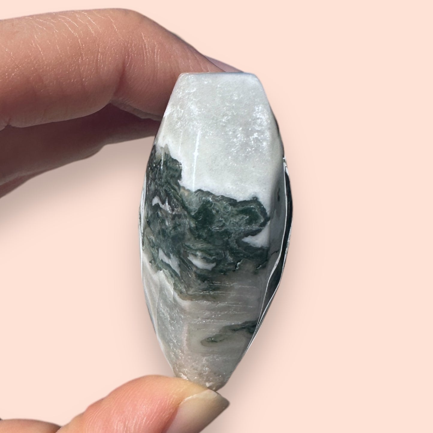 Moss Agate Crystal Heart - 1007L