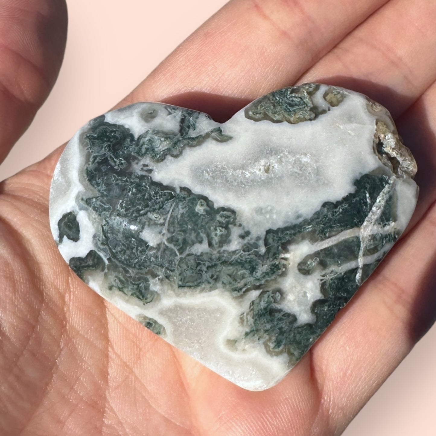 Moss Agate Crystal Heart - 1007L