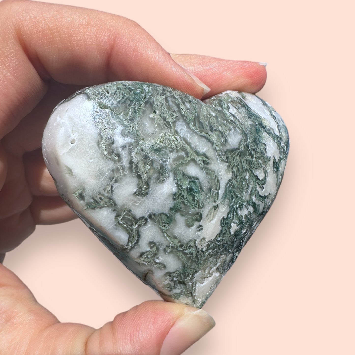 Moss Agate Crystal Heart - 1007D