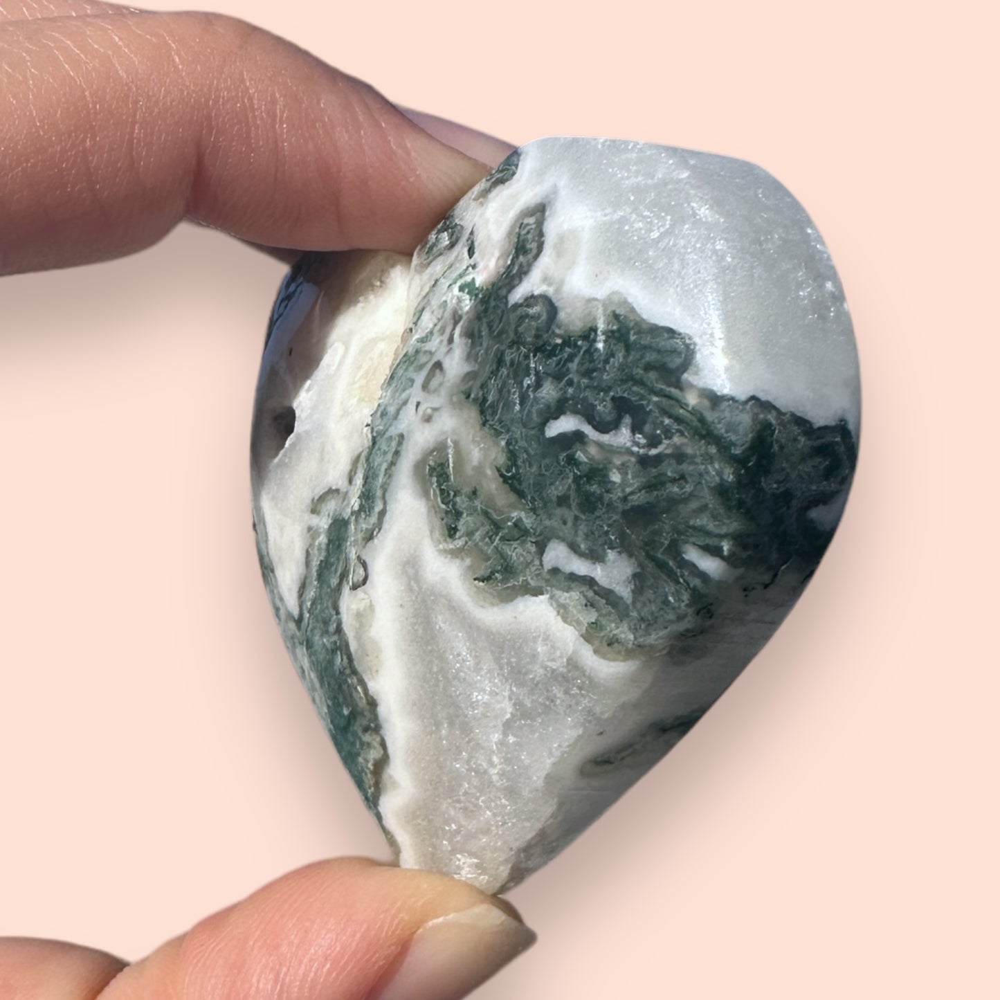 Moss Agate Crystal Heart - 1007L