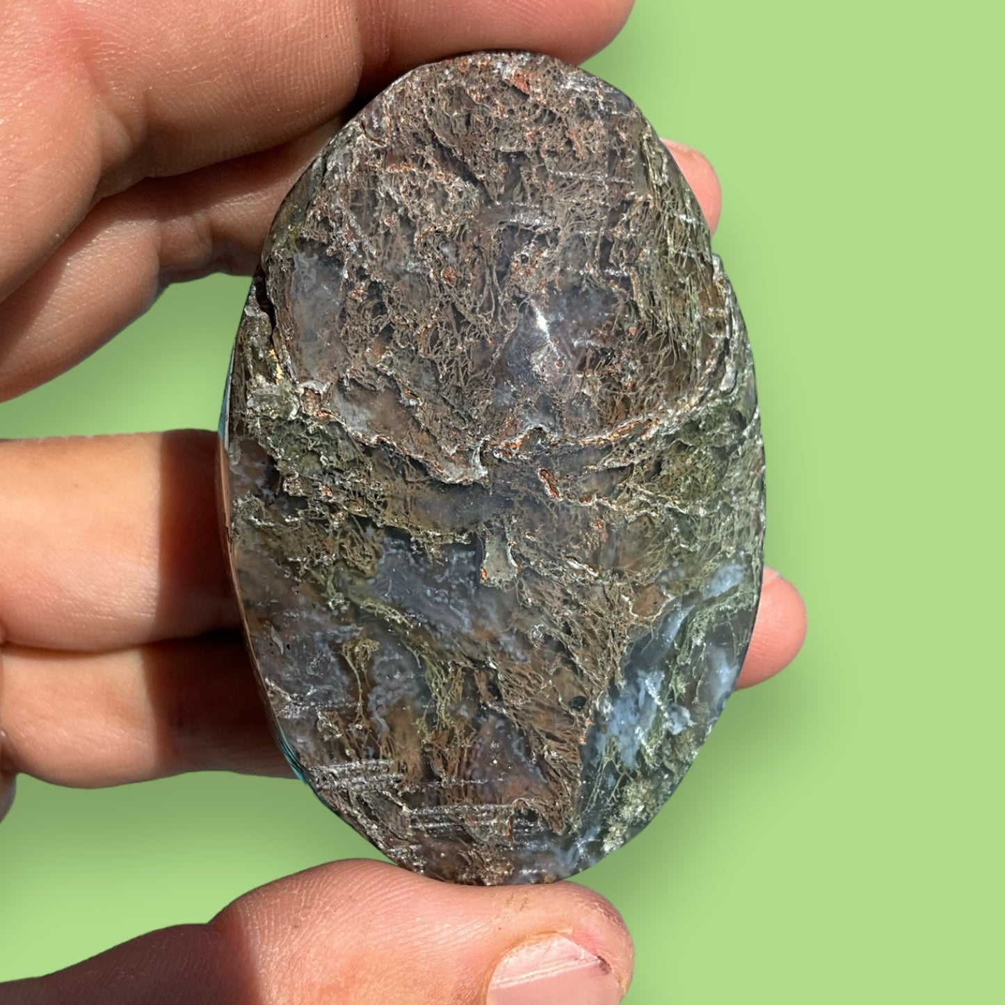 Moss Agate Palm Stone