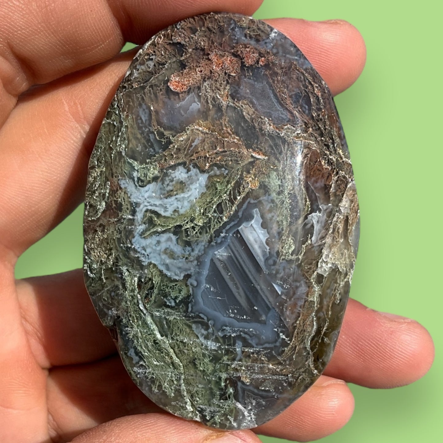 Moss Agate Palm Stone