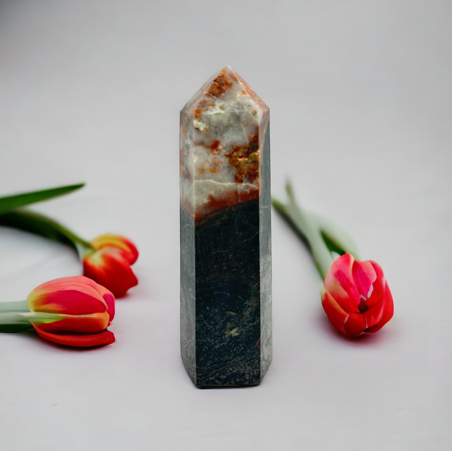 Black Tourmaline with Feldspar Tower