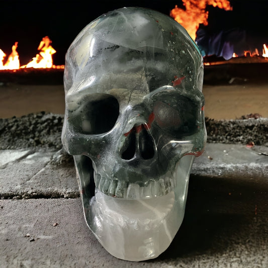 African Blood Stone Skull Carving 5"
