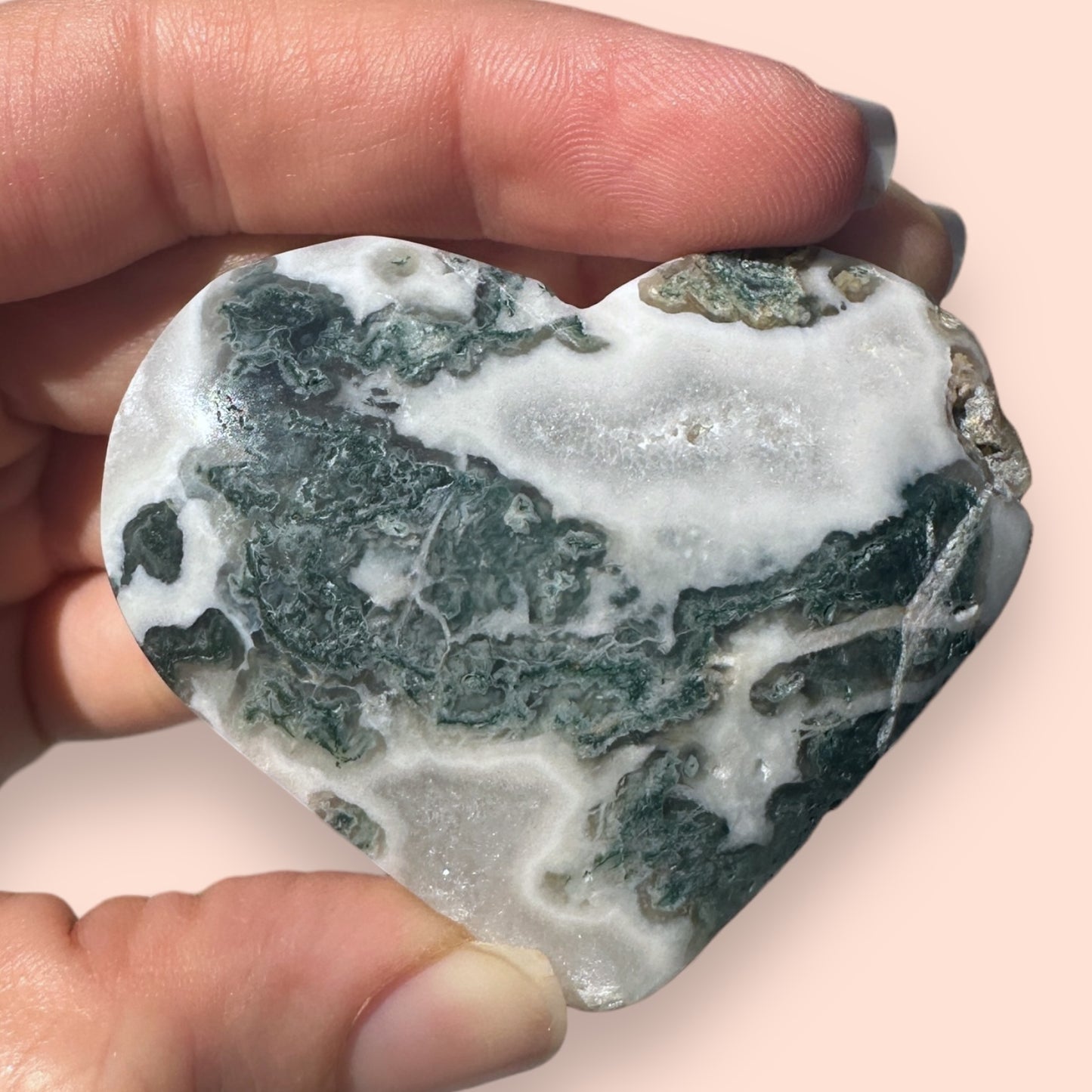 Moss Agate Crystal Heart - 1007L