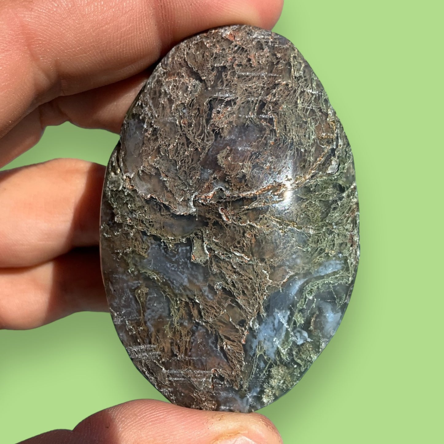 Moss Agate Palm Stone