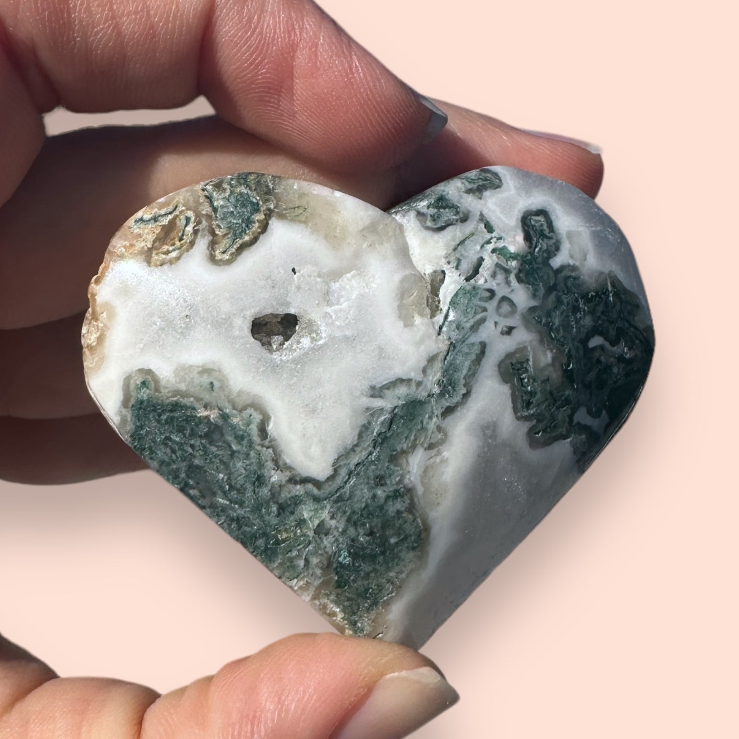 Moss Agate Crystal Heart - 1007L