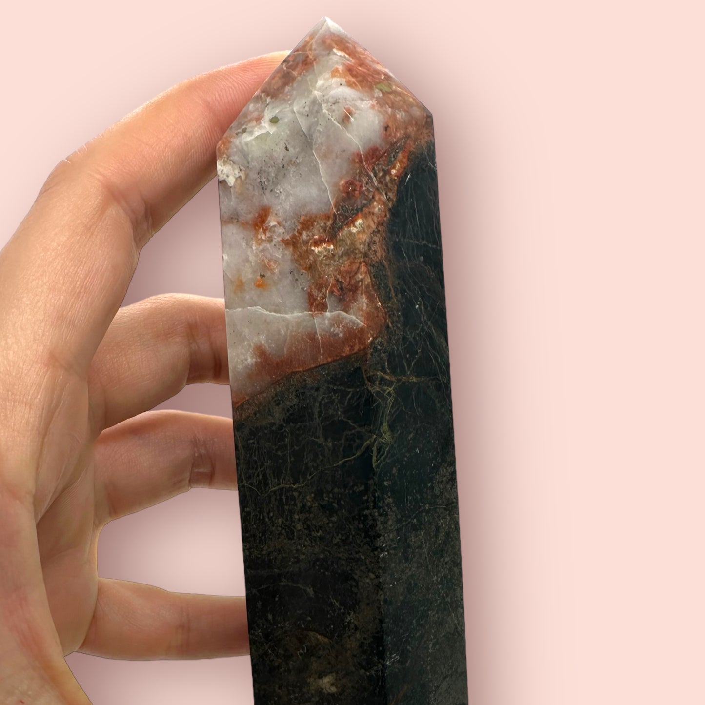 Black Tourmaline with Feldspar Tower