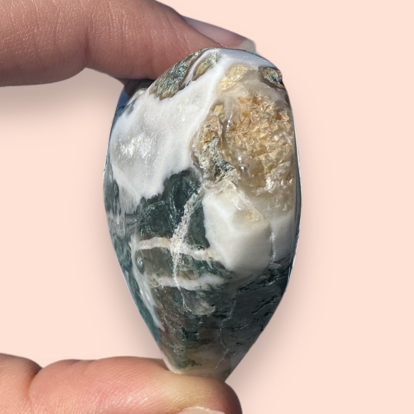 Moss Agate Crystal Heart - 1007L