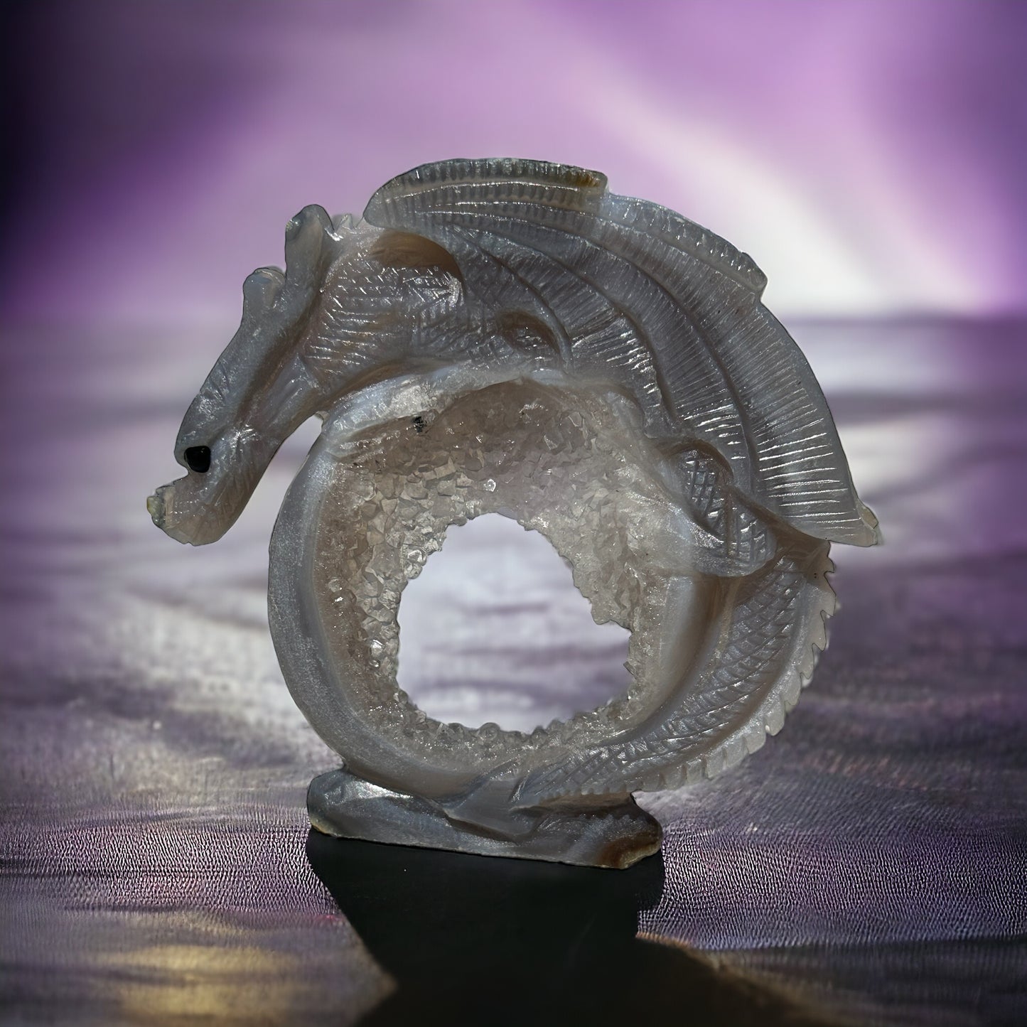 Druzy Agate Crystal Dragon Sculpture
