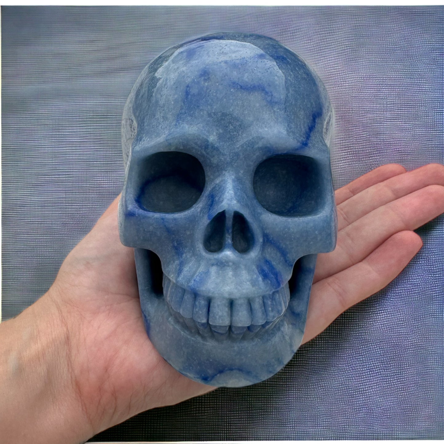 Beautiful Blue Aventurine Skull Carving 5"