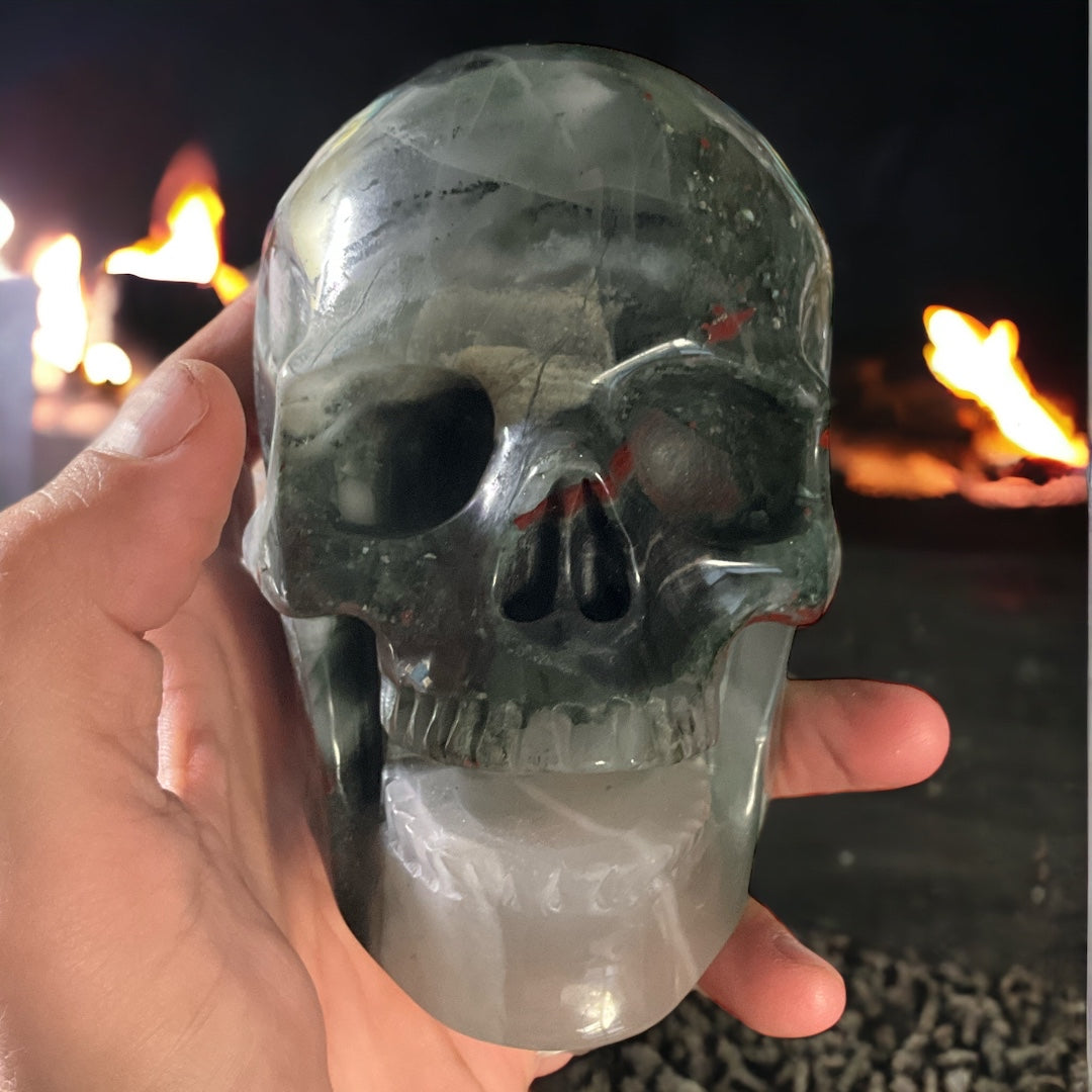 African Blood Stone Skull Carving 5"