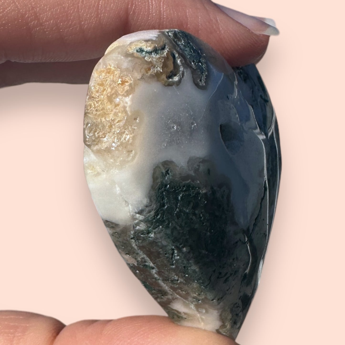 Moss Agate Crystal Heart - 1007L