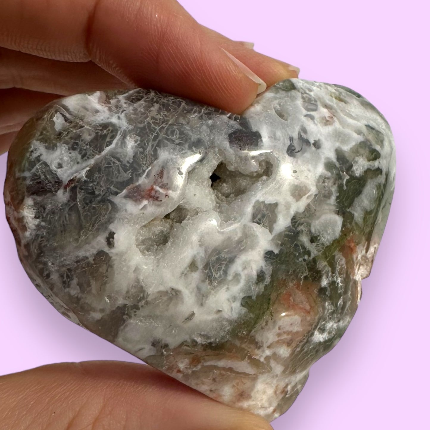 Moss Agate Crystal Heart - 1007C