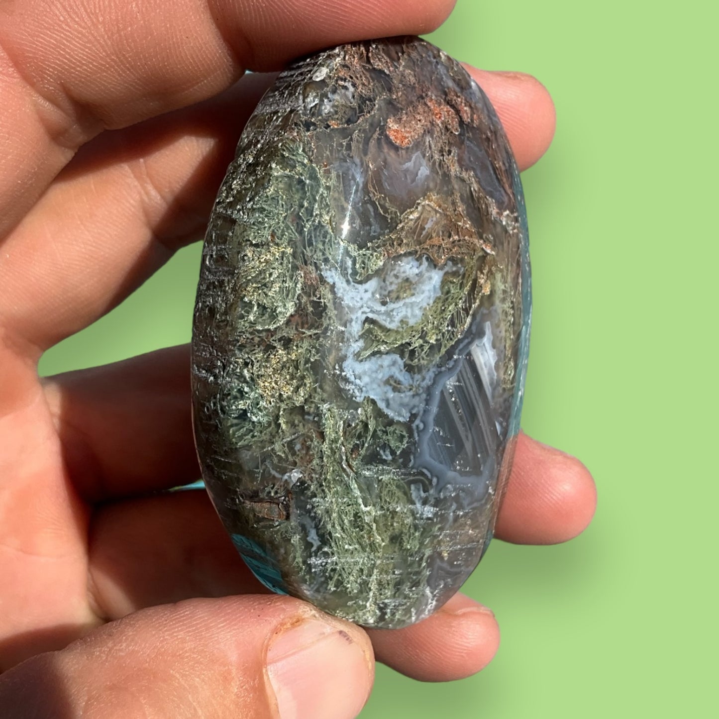 Moss Agate Palm Stone