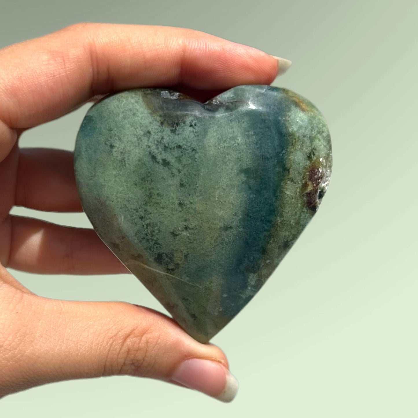 Moss Agate Crystal Heart - 1007N